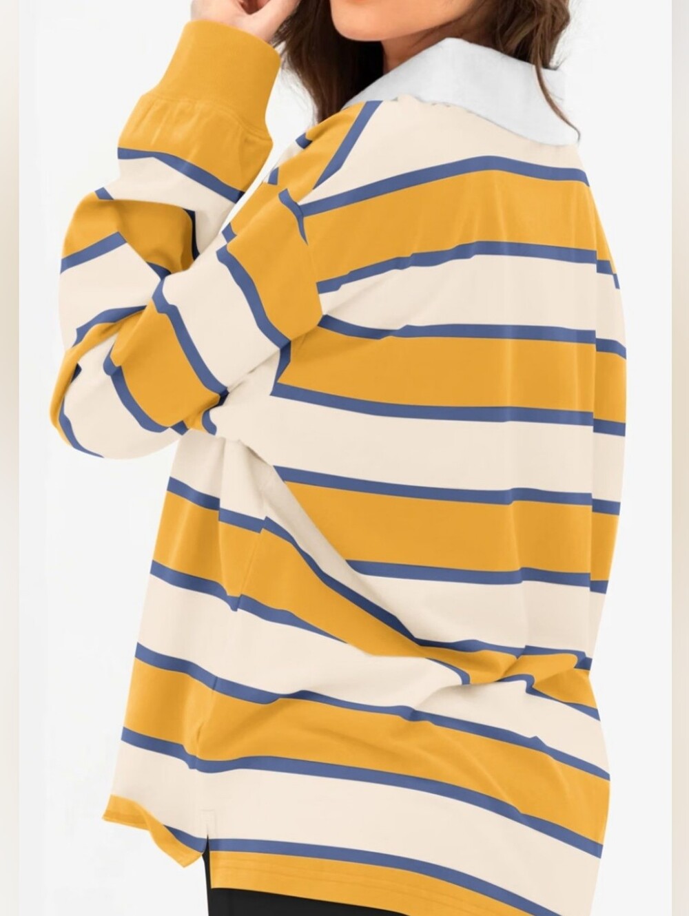 NWT Women’s XL Oversized Striped Rugby Polo Shirt Fall 2026 - Picture 3 of 3